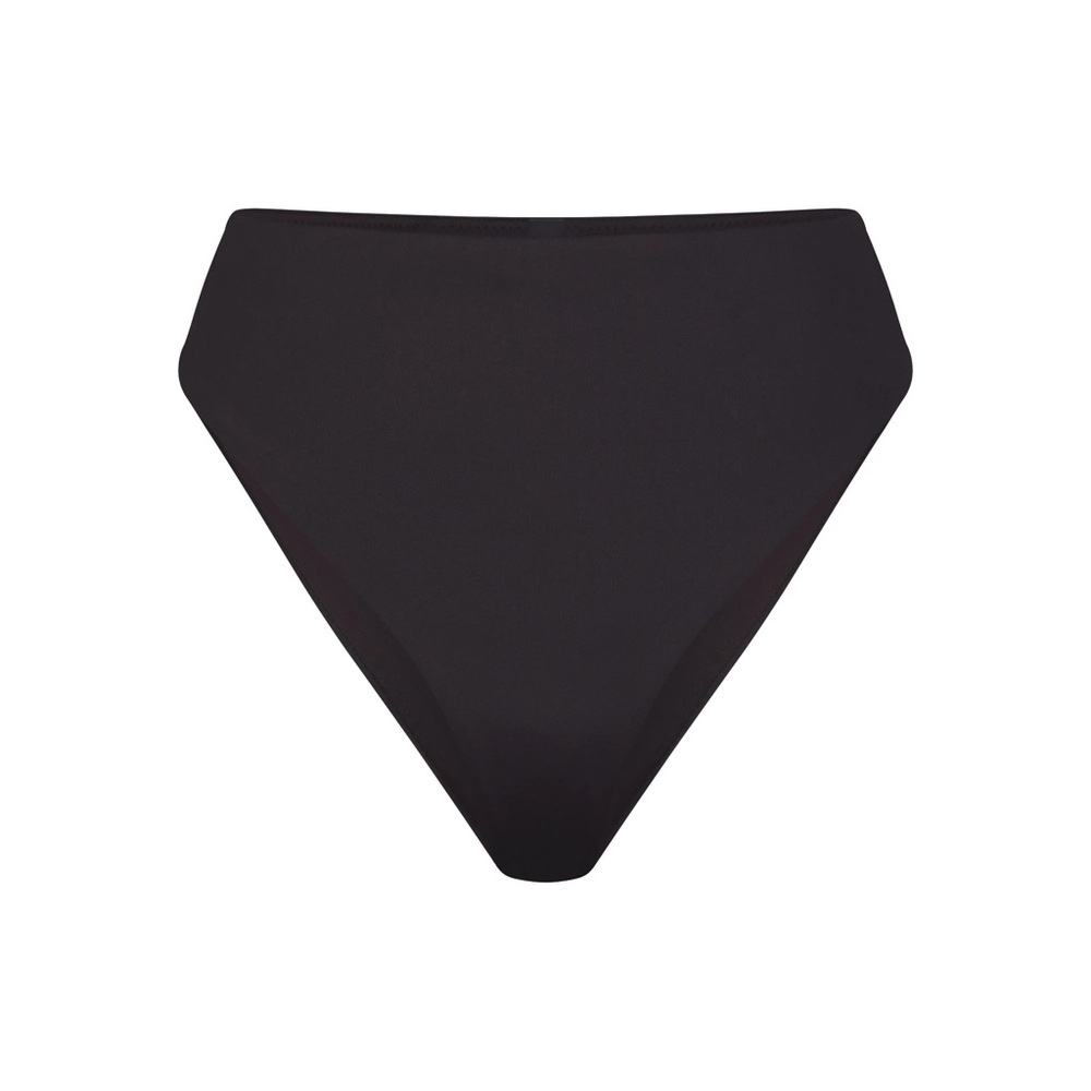 NWT SKIMS RECYCLED SWIM BOTTOM MID WAIST ONYX BLACK SMALL